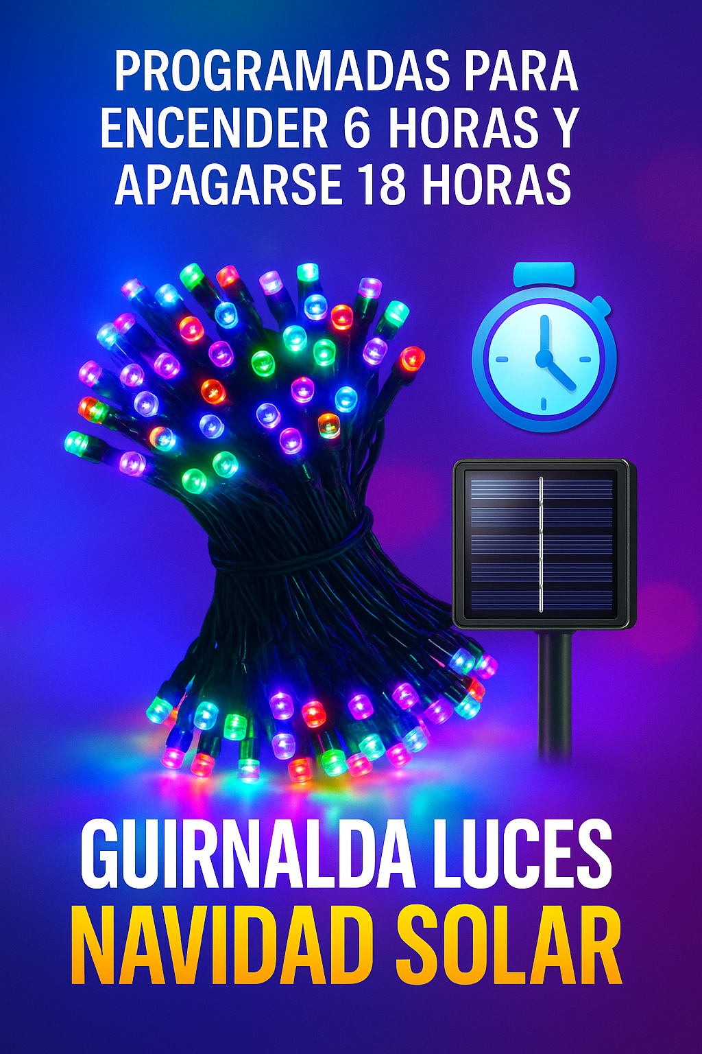 LUCES LED SOLARES MULTICOLORES 18m