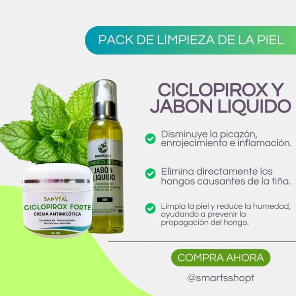 Packs De Ciclopirox-Jabon liquido PROMOCION 2 EN UNO SOLO PERFECTO PARA EL CUIDADO DE TU PIEL