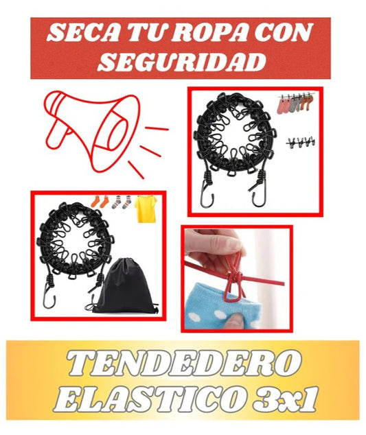 TENDEDERO ELÁSTICO PARA ROPA (3 UND.)