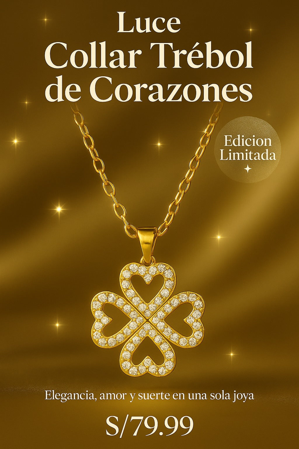 Luz de Amor – Collar Amuleto Dorado