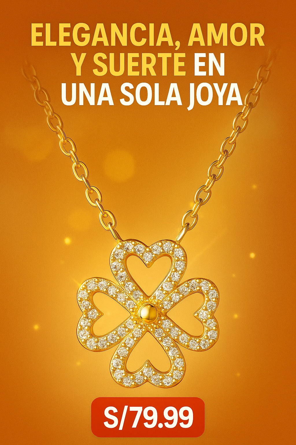 Luz de Amor – Collar Amuleto Dorado