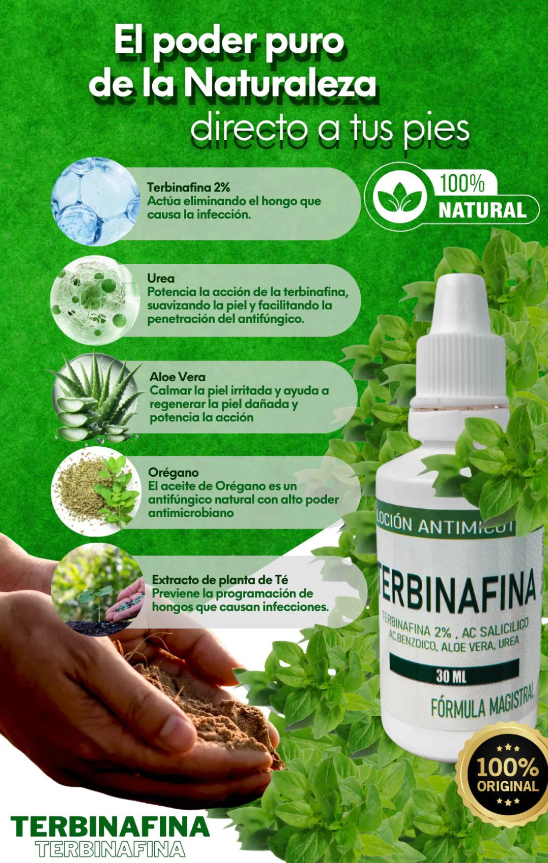 OFERTA DEL 50% DE DESCUENTO GOTAS DE TERBINAFINA PARA LOS HONGOS EN LAS UÑAS CON 2% DE TERBINAFINA